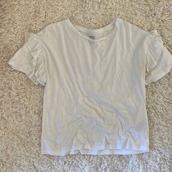 BANANA REPUBLIC white ruffle T-shirt - Picture 1 of 3